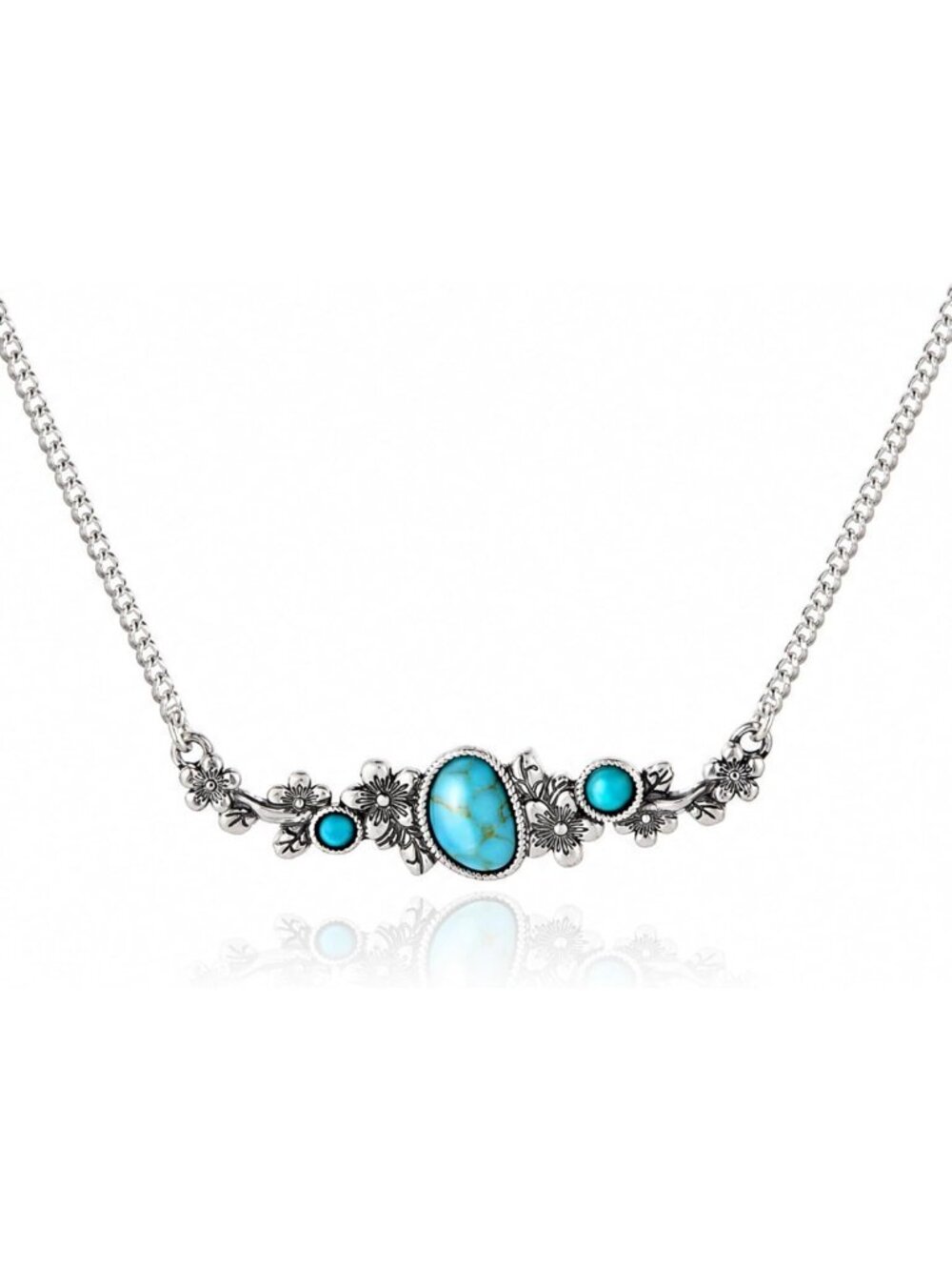 Floral Turquoise Stone Necklace | Boho Chic Jewelry for Women | Unique Gift Idea